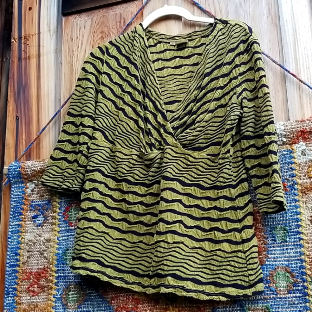 Tianello STARLA Textured Knit Top Art To Wear Garment Dyed USA Made M